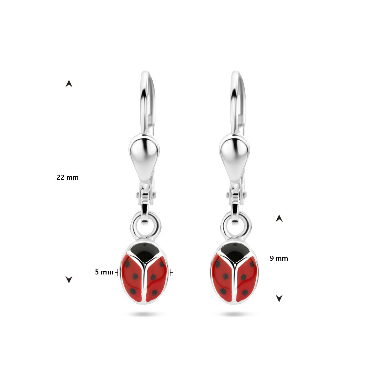 Fantasy Collection Hangende oorbellen emaille lieveheersbeestje zilver