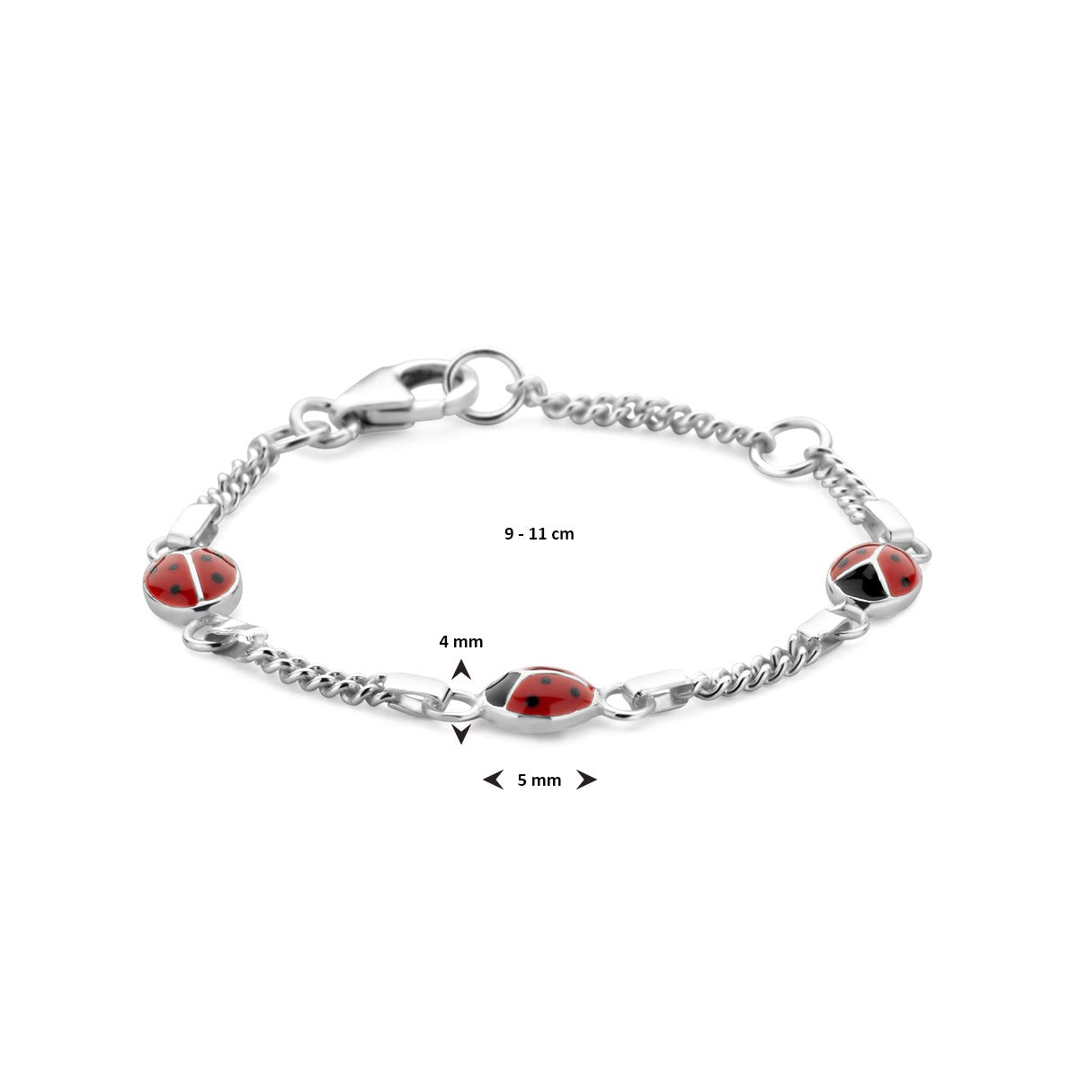 Armband lieveheersbeestje emaille zilver