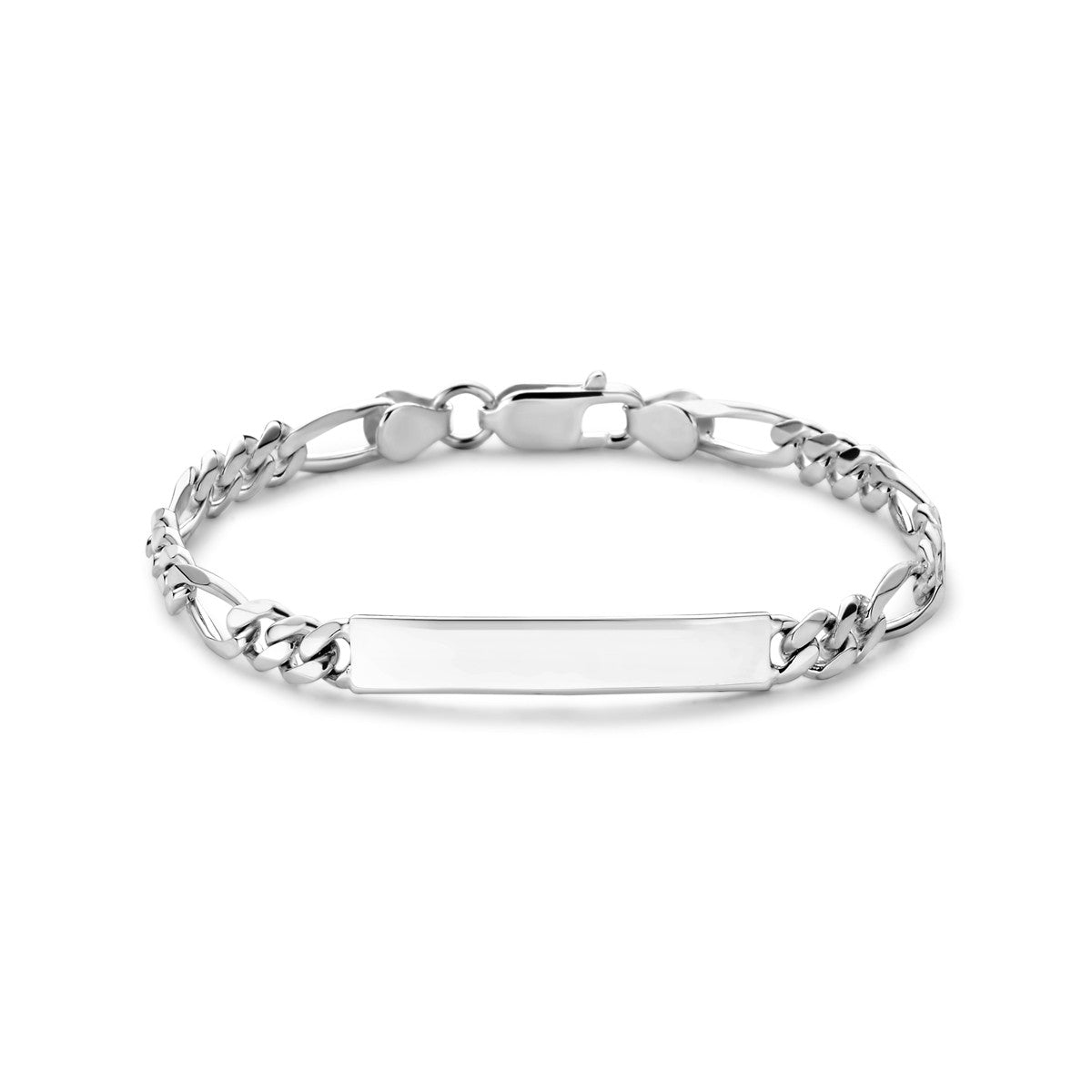 Fantasy Collection Graveerarmband figaro plaat 6,0 mm zilver