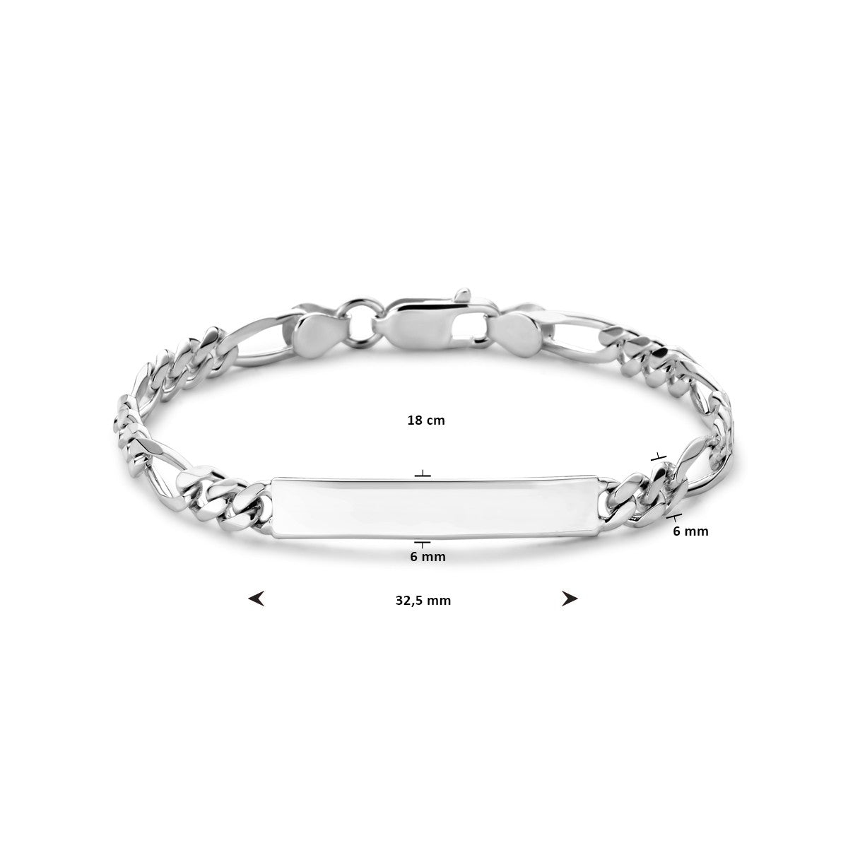 Fantasy Collection Graveerarmband figaro plaat 6,0 mm zilver