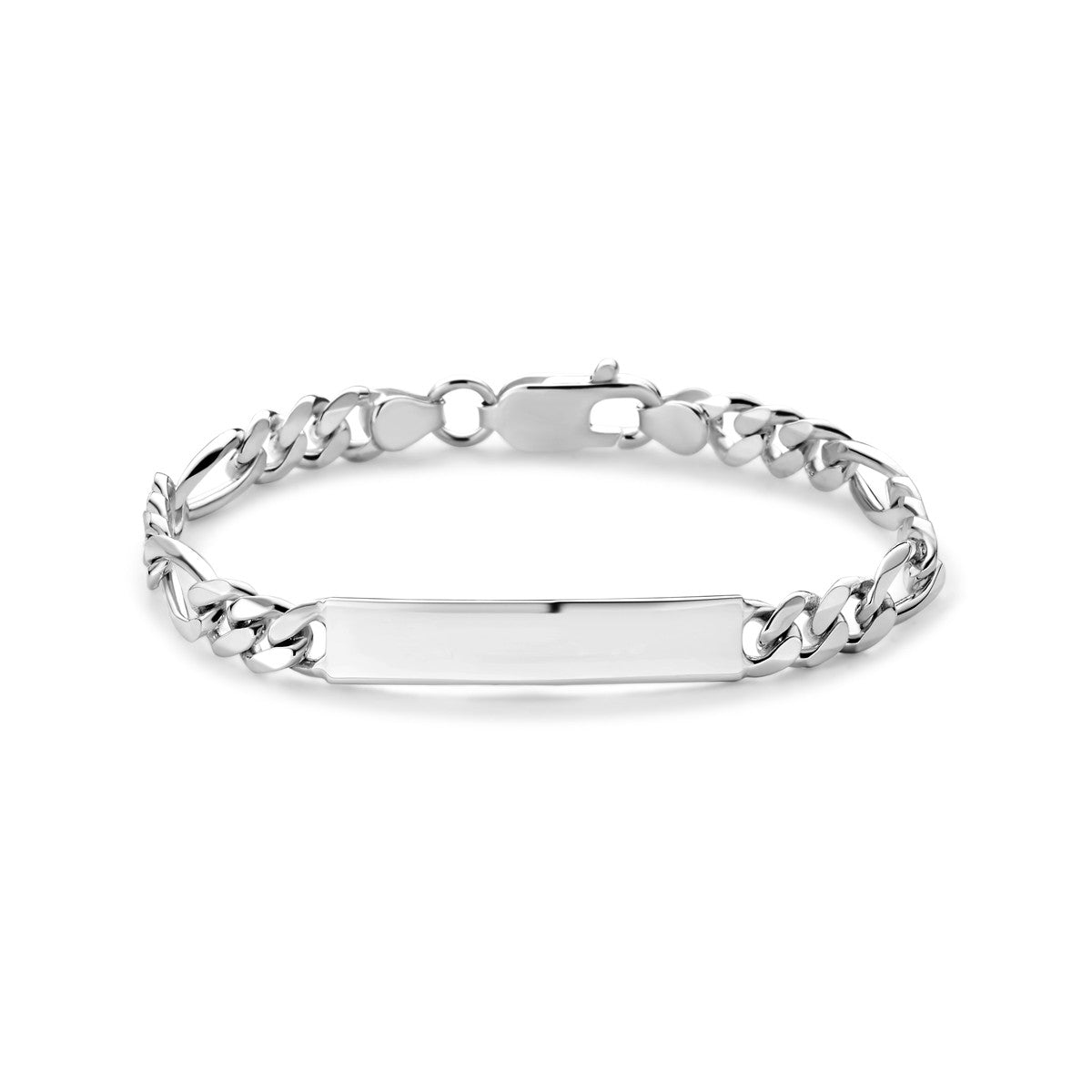 Fantasy Collection Graveerarmband figaro plaat 7,0 mm zilver