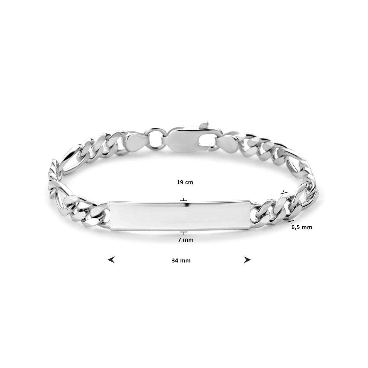 Fantasy Collection Graveerarmband figaro plaat 7,0 mm zilver