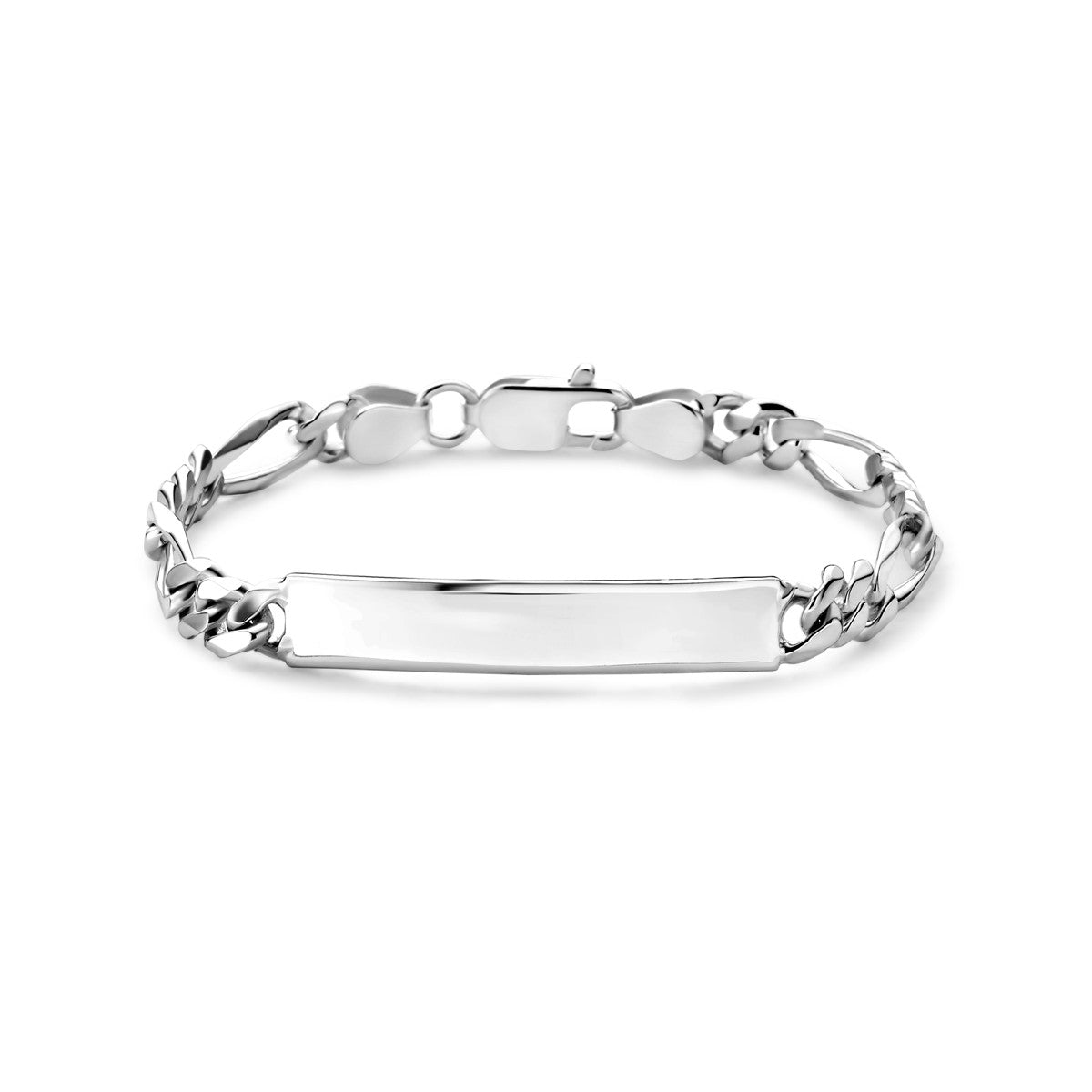 Fantasy Collection Graveerarmband figaro plaat 8,0 mm zilver