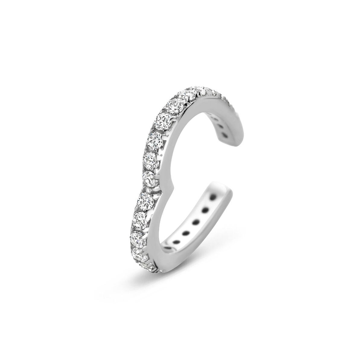 Fantasy Collection Ear cuff hartje zirkonia 13,5 mm zilver oorbellen