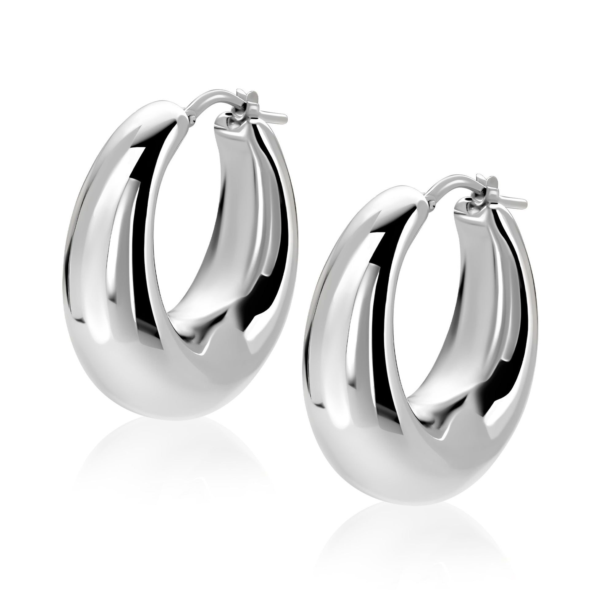 ZINZI zilveren oorringen met brede buis (8mm) en rond model, handige bovensluiting 28mm ZIO2749 - PansiteNederland.nl