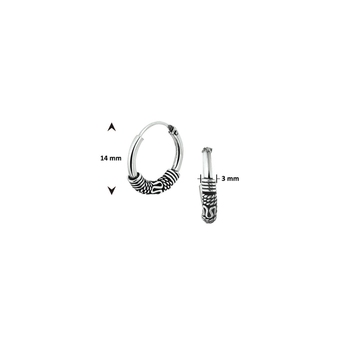 Fantasy Collection Oorbellen oxi bali 3,0 mm zilver geoxideerd