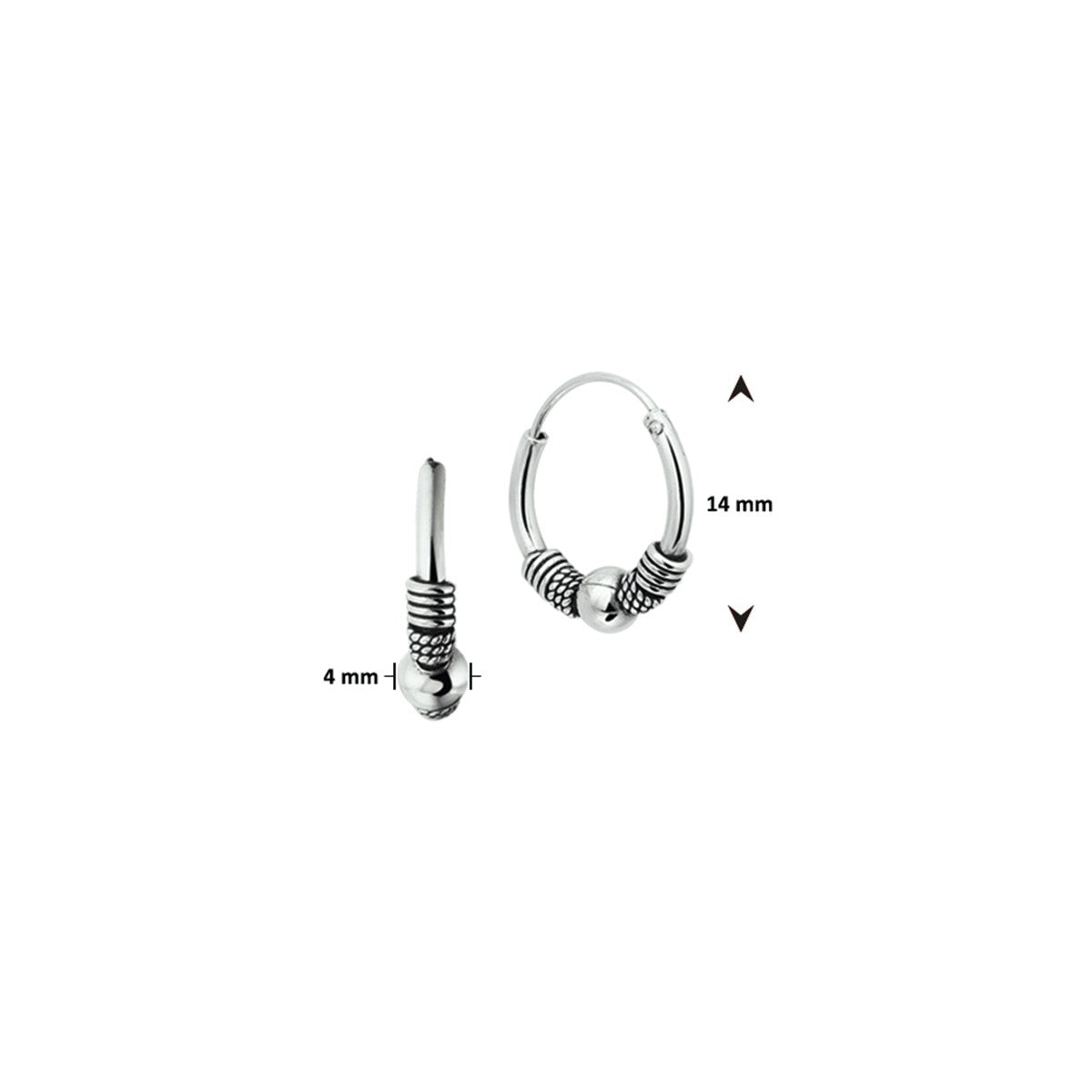 Fantasy Collection Oorbellen oxi bali 4,0 mm zilver geoxideerd