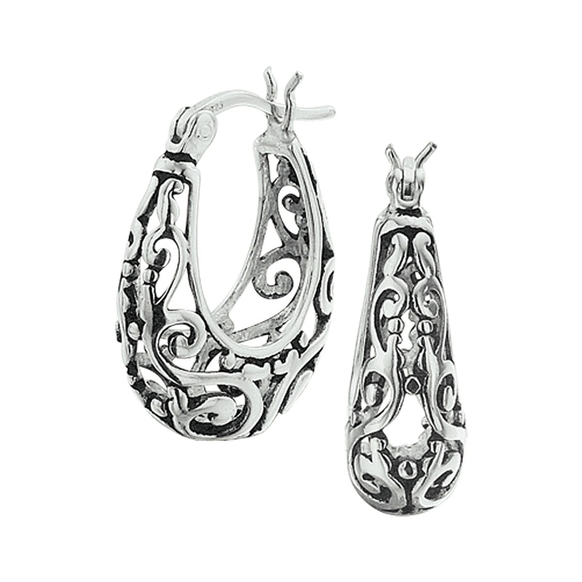 Fantasy Collection Oorbellen oxi filigrain zilver geoxideerd