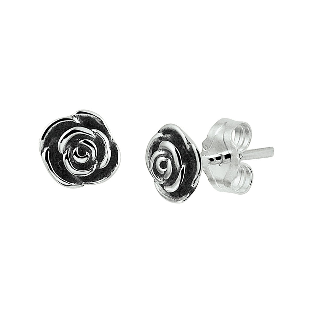 Fantasy Collection Oorbellen oxi roos 5,8 mm zilver geoxideerd
