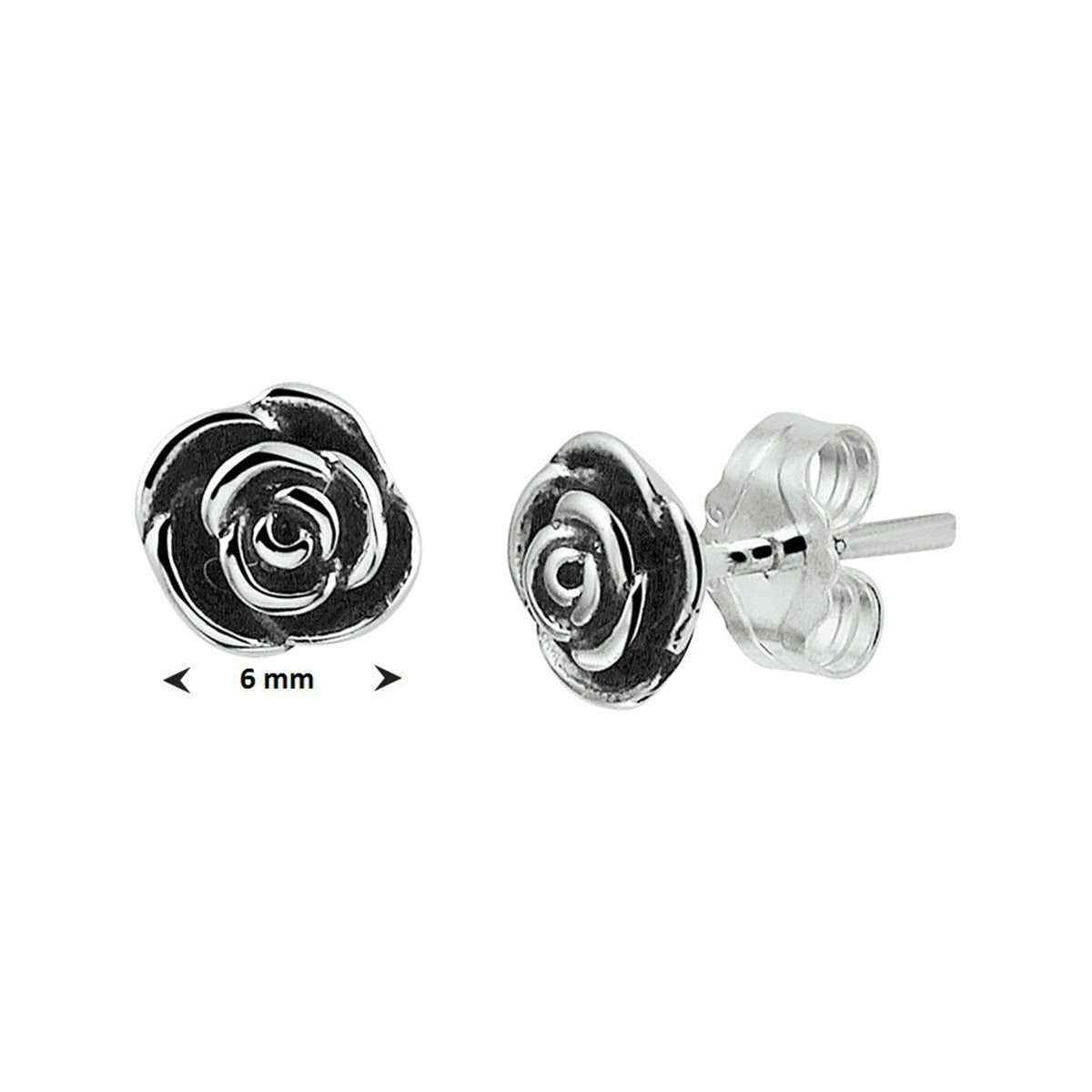 Fantasy Collection Oorbellen oxi roos 5,8 mm zilver geoxideerd