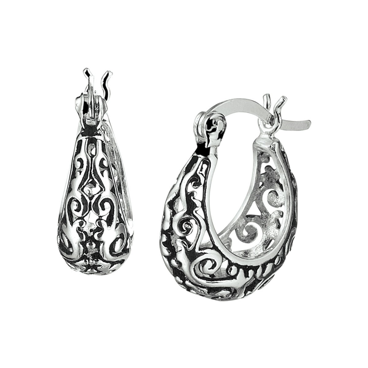 Fantasy Collection Oorbellen oxi filigrain zilver geoxideerd