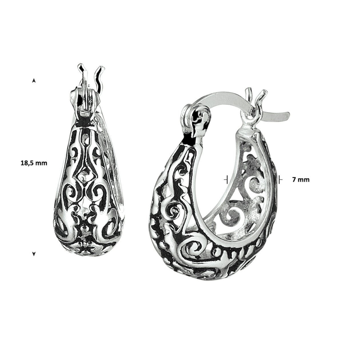 Fantasy Collection Oorbellen oxi filigrain zilver geoxideerd