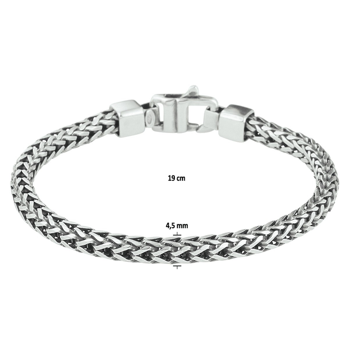 Fantasy Collection Armband oxi vossestaart 4,5 mm zilver geoxideerd