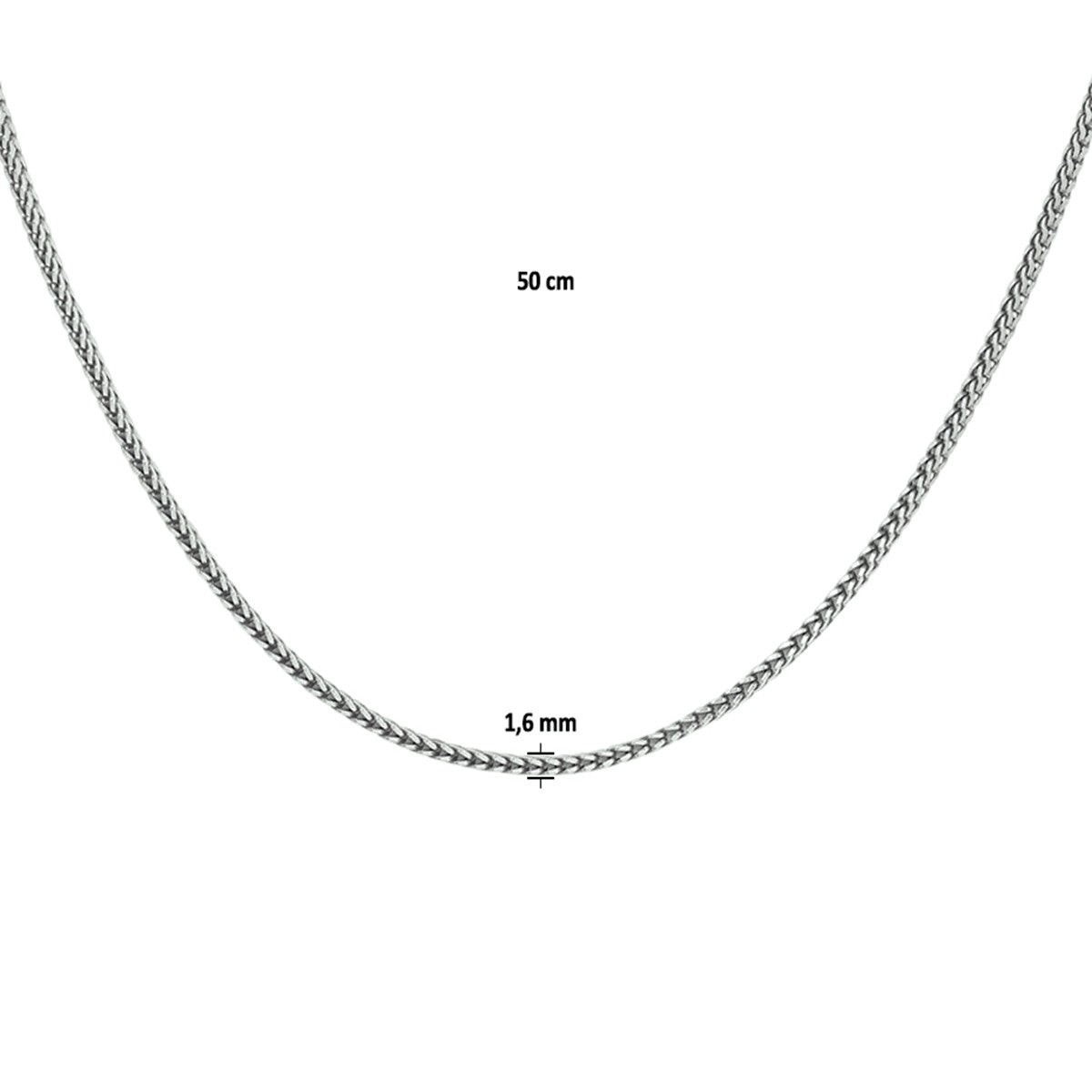 Fantasy Collection Collier oxi vossestaart 1,6 mm zilver geoxideerd