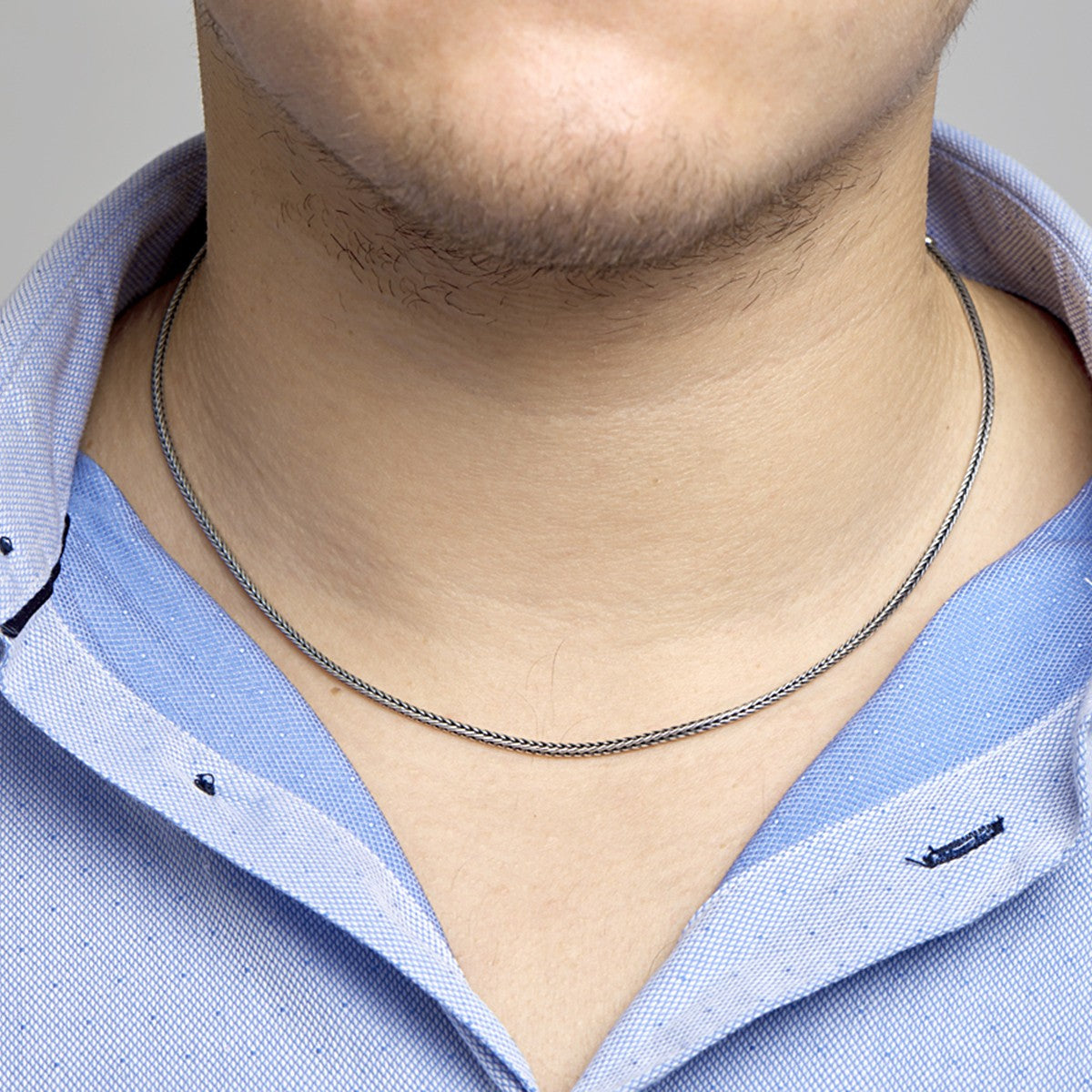 Fantasy Collection Collier oxi vossestaart 2,0 mm zilver geoxideerd
