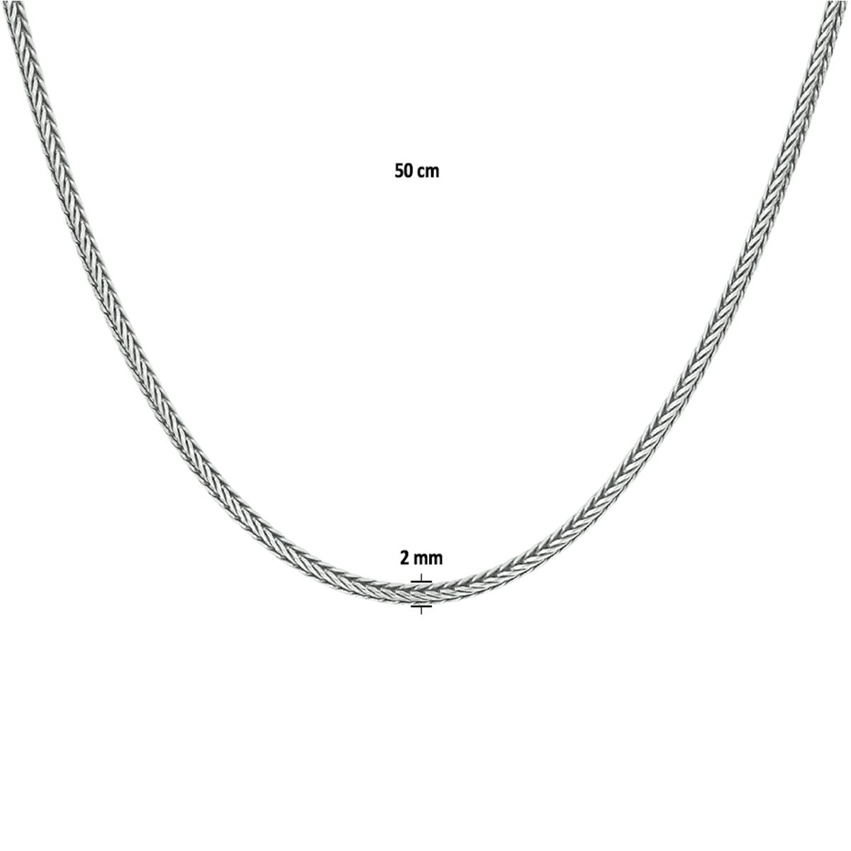 Fantasy Collection Collier oxi vossestaart 2,0 mm zilver geoxideerd