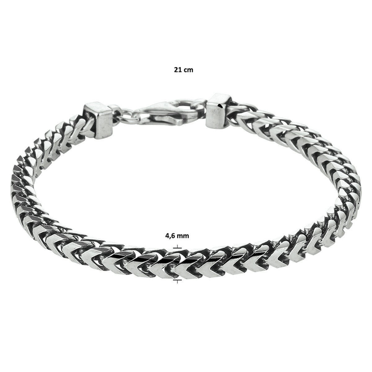 Fantasy Collection Armband oxi gourmette 4,6 mm zilver geoxideerd