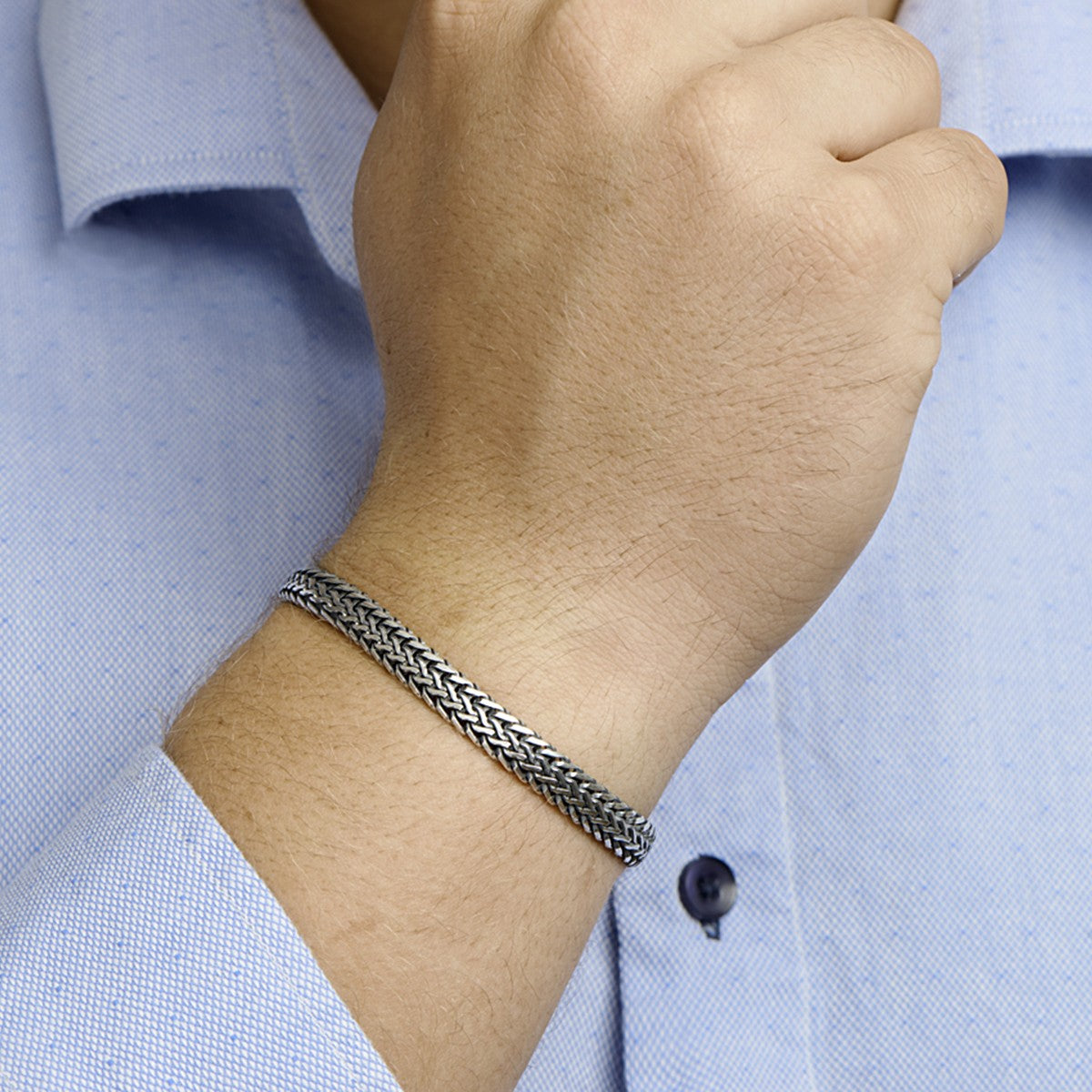 Fantasy Collection Armband oxi vossestaart 7 mm 20 cm zilver geoxideerd