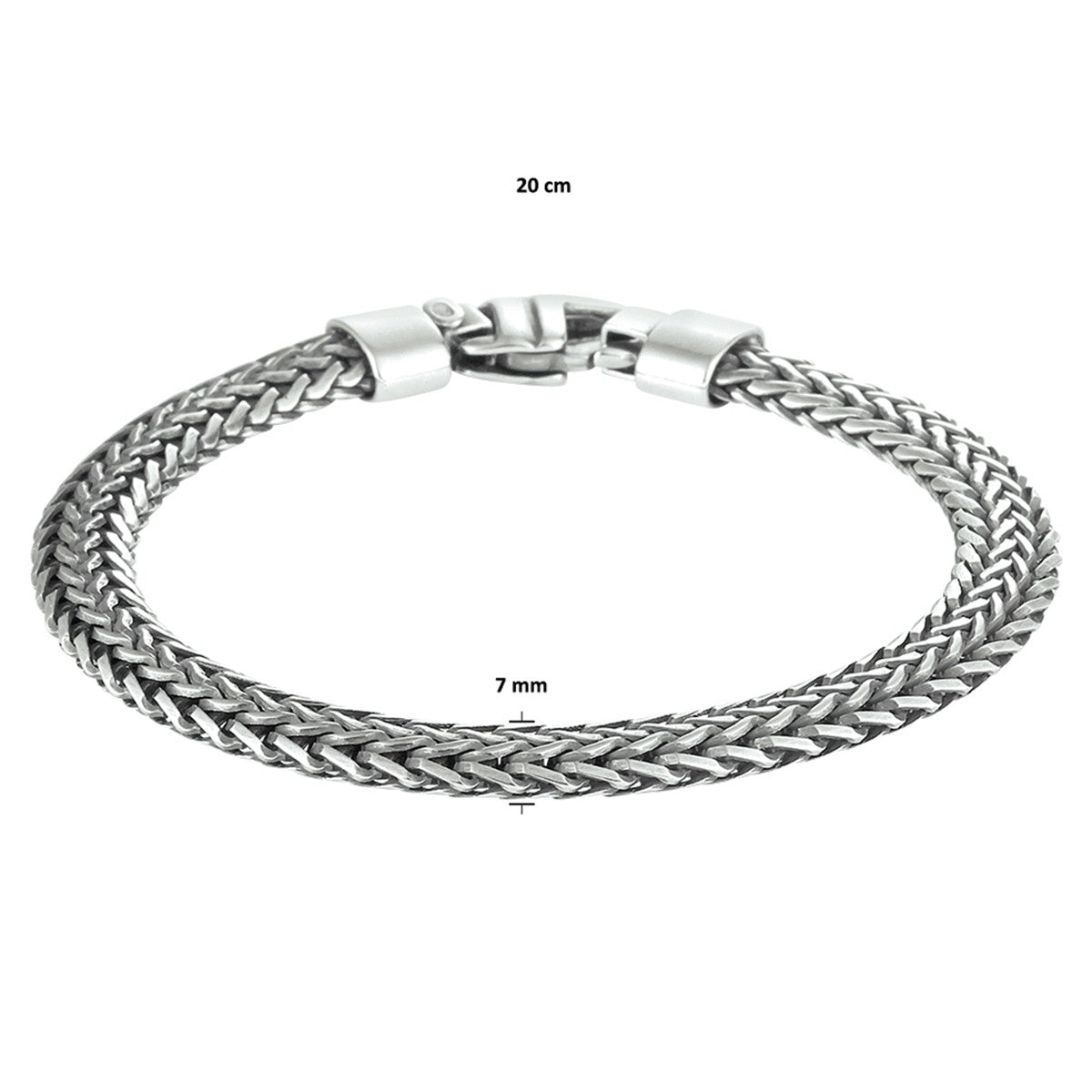 Fantasy Collection Armband oxi vossestaart 7 mm 20 cm zilver geoxideerd