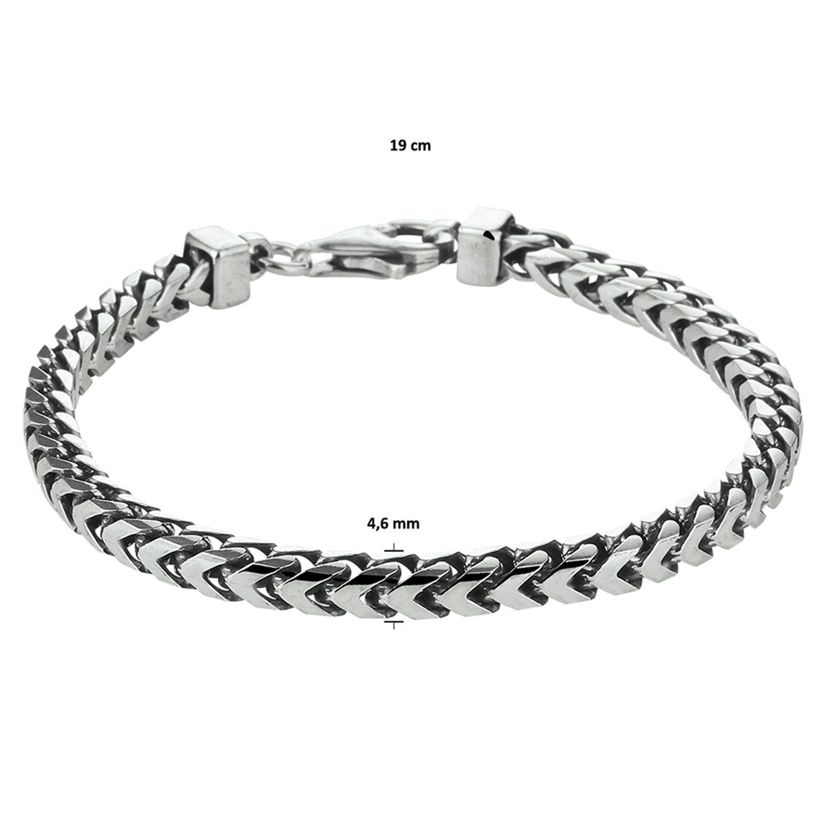 Fantasy Collection Armband oxi gourmette 4,6 mm zilver geoxideerd