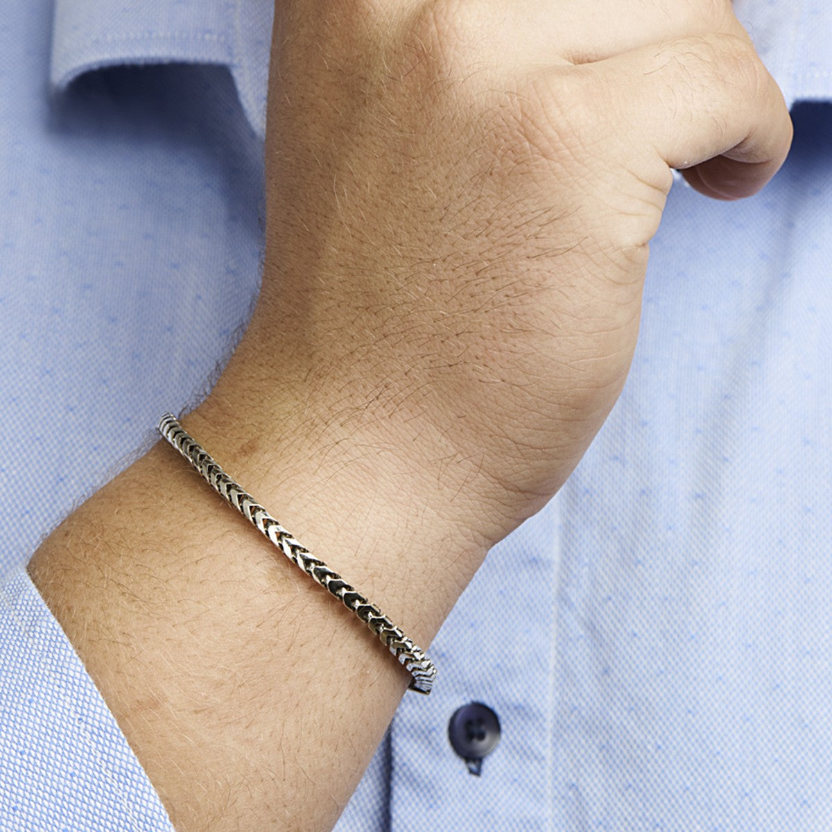 Fantasy Collection Armband oxi gourmette 3,7 mm zilver geoxideerd