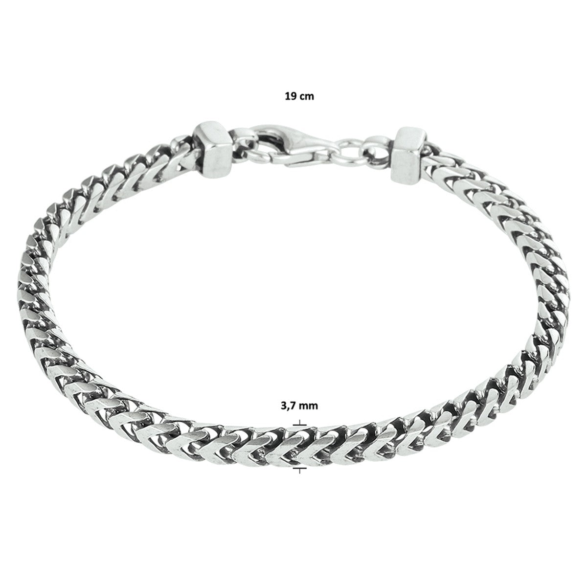 Fantasy Collection Armband oxi gourmette 3,7 mm zilver geoxideerd
