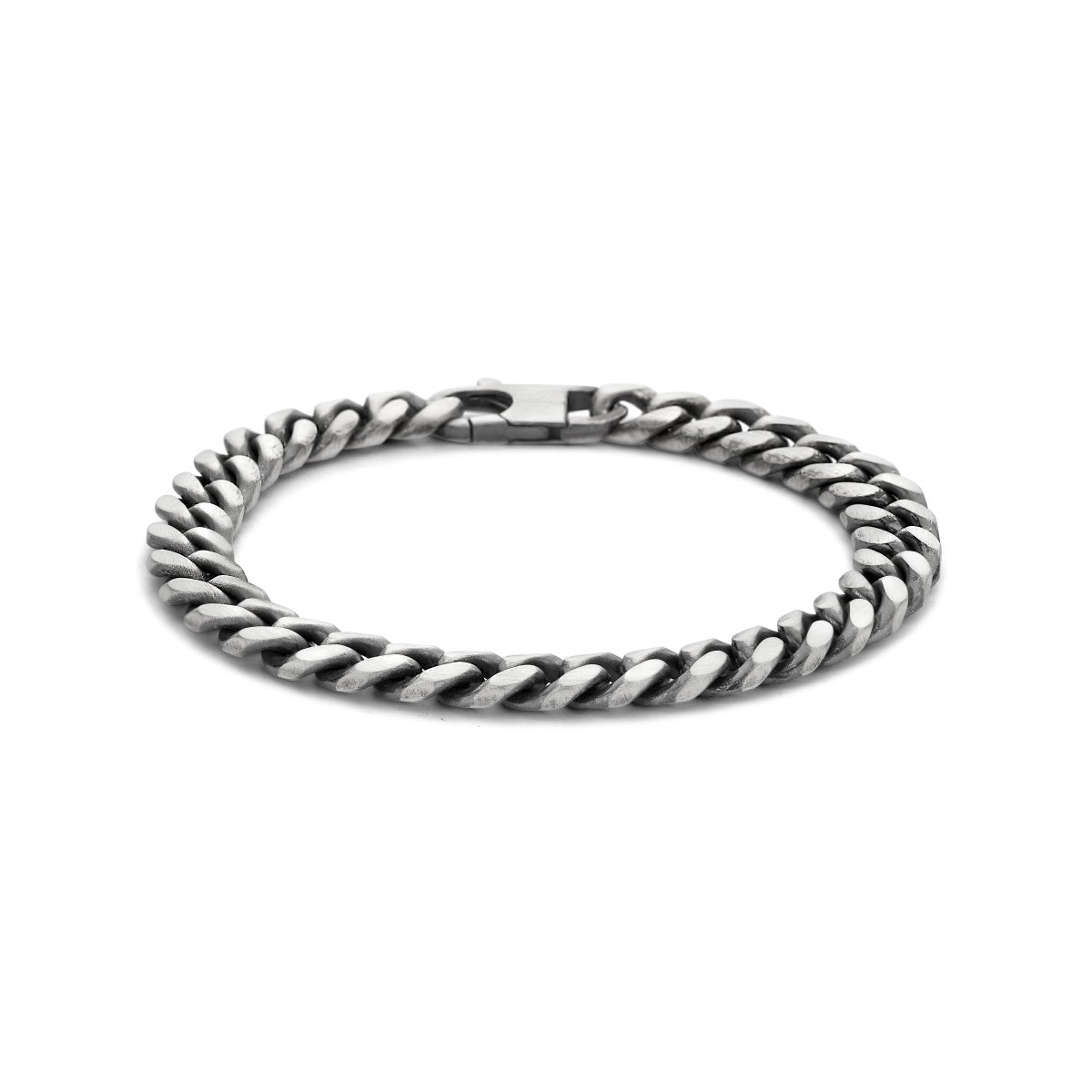 Fantasy Collection Armband oxi gourmette 6 zijdes geslepen 8,5 mm zilver geoxideerd