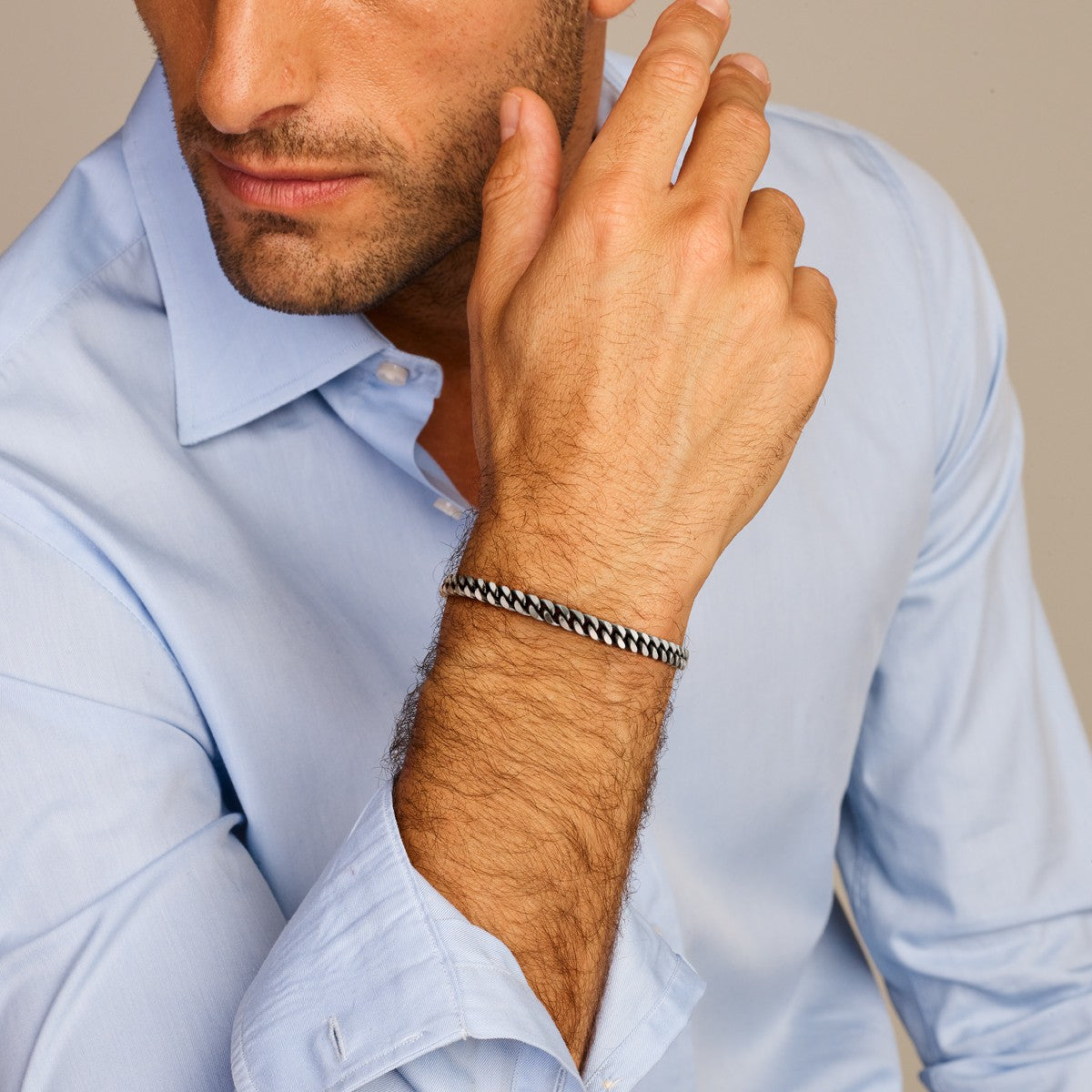 Fantasy Collection Armband gourmette 6 zijdes geslepen oxi 5,0 mm zilver geoxideerd