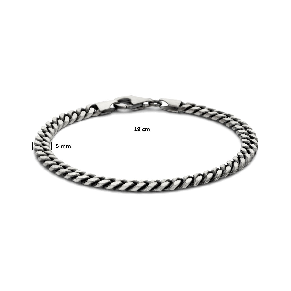 Fantasy Collection Armband gourmette 6 zijdes geslepen oxi 5,0 mm zilver geoxideerd