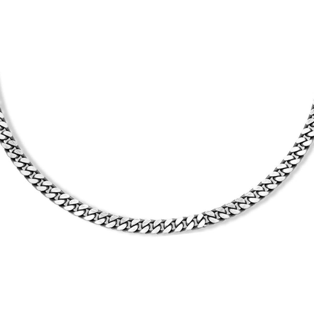 Fantasy Collection Collier oxi gourmette 6 zijdes geslepen 4,6 mm zilver geoxideerd