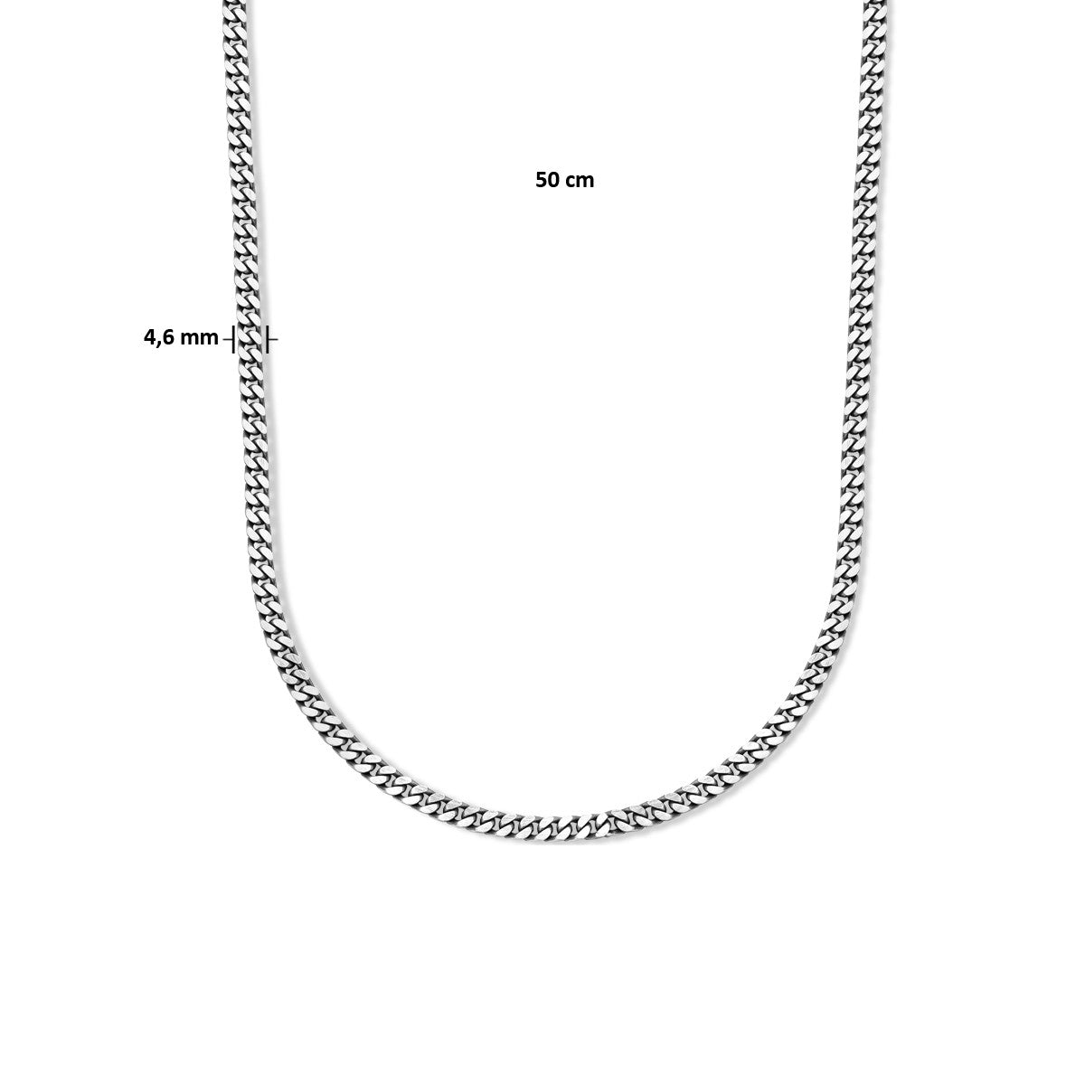 Fantasy Collection Collier oxi gourmette 6 zijdes geslepen 4,6 mm zilver geoxideerd