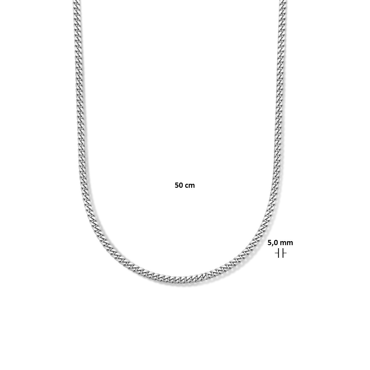Fantasy Collection Collier gourmette 6 zijdes geslepen oxi 5,0 mm zilver geoxideerd
