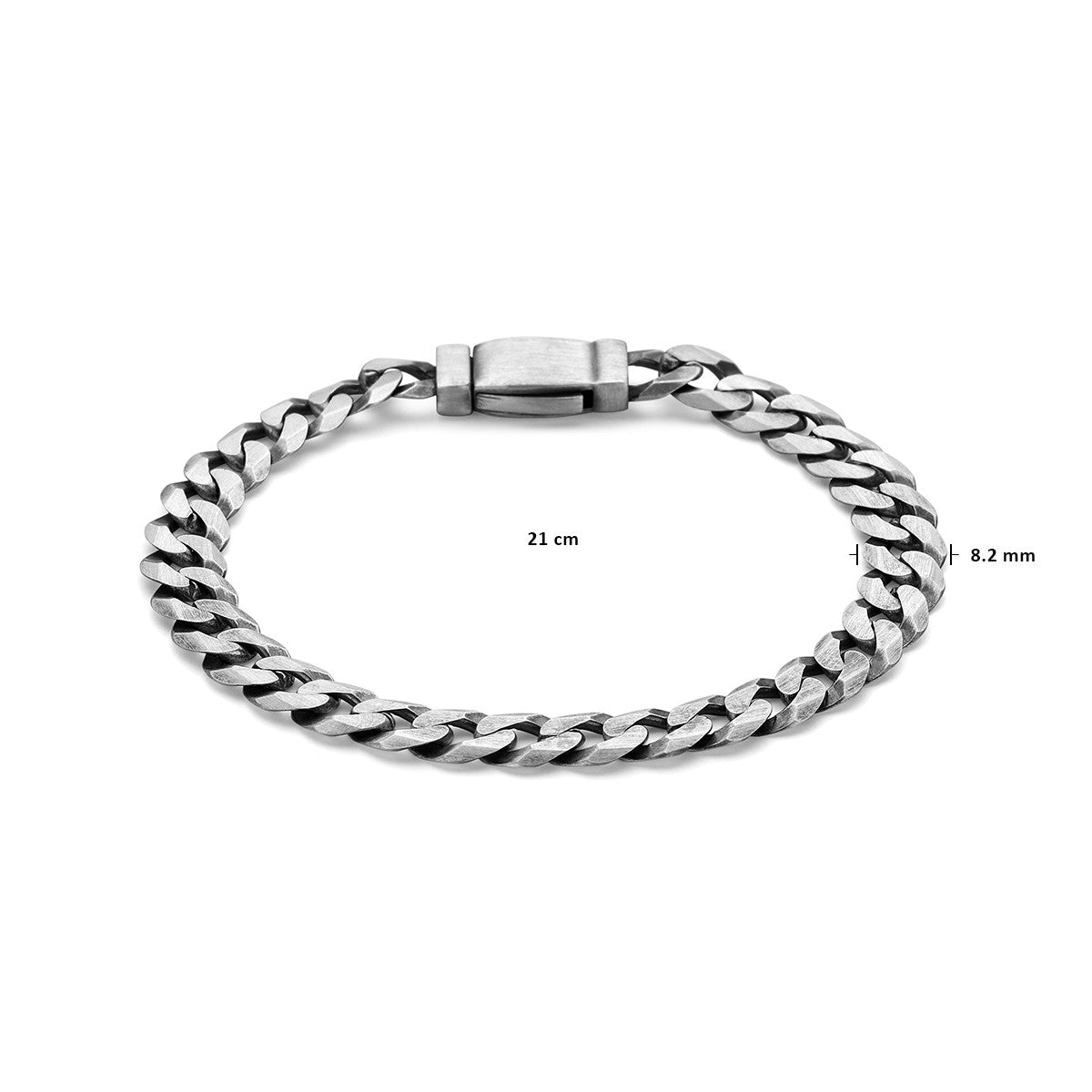 Fantasy Collection Armband gourmette 8 zijdes geslepen 8,2 mm zilver geoxideerd