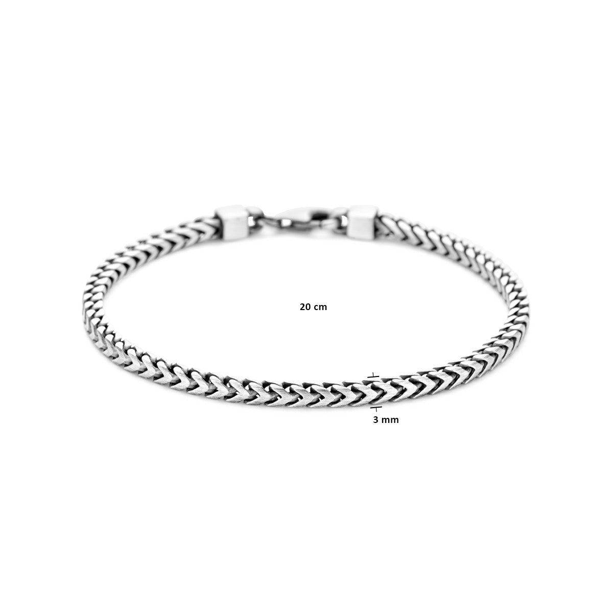 Fantasy Collection Armband oxi mat 3,0 mm zilver geoxideerd