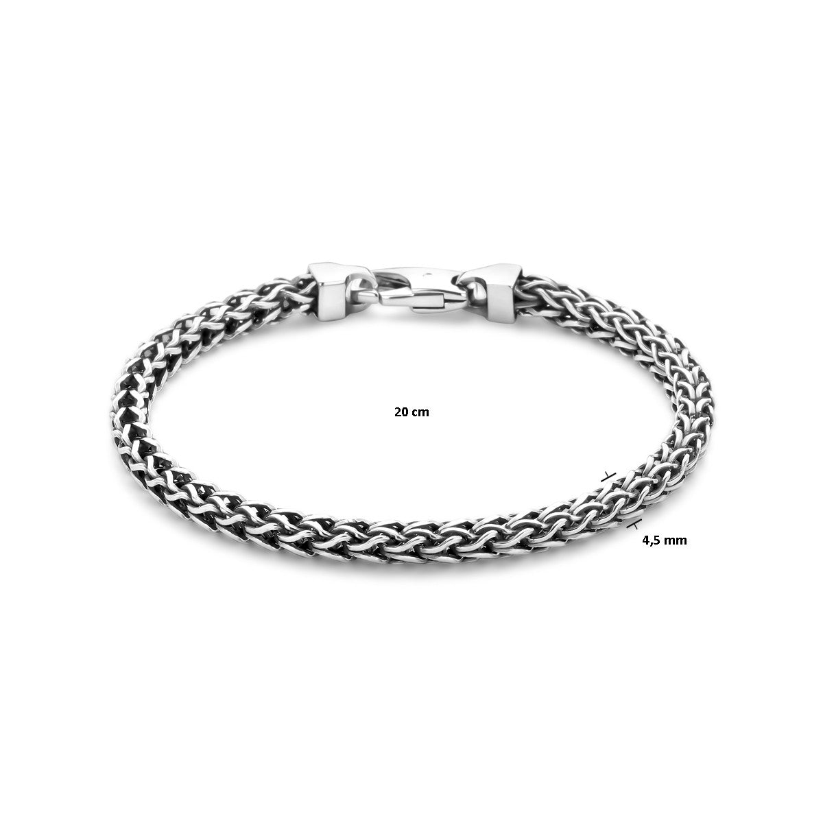 Fantasy Collection Armband vossestaart 4,5 mm oxi zilver geoxideerd