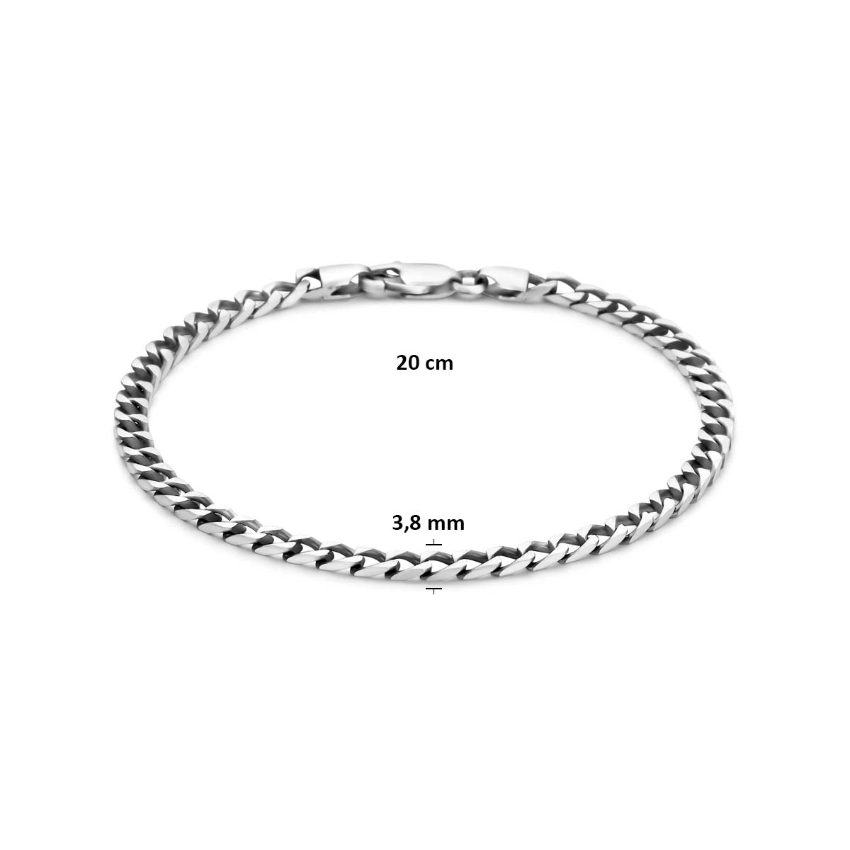 Armband oxi gourmette zilver geoxideerd 3,8 mm