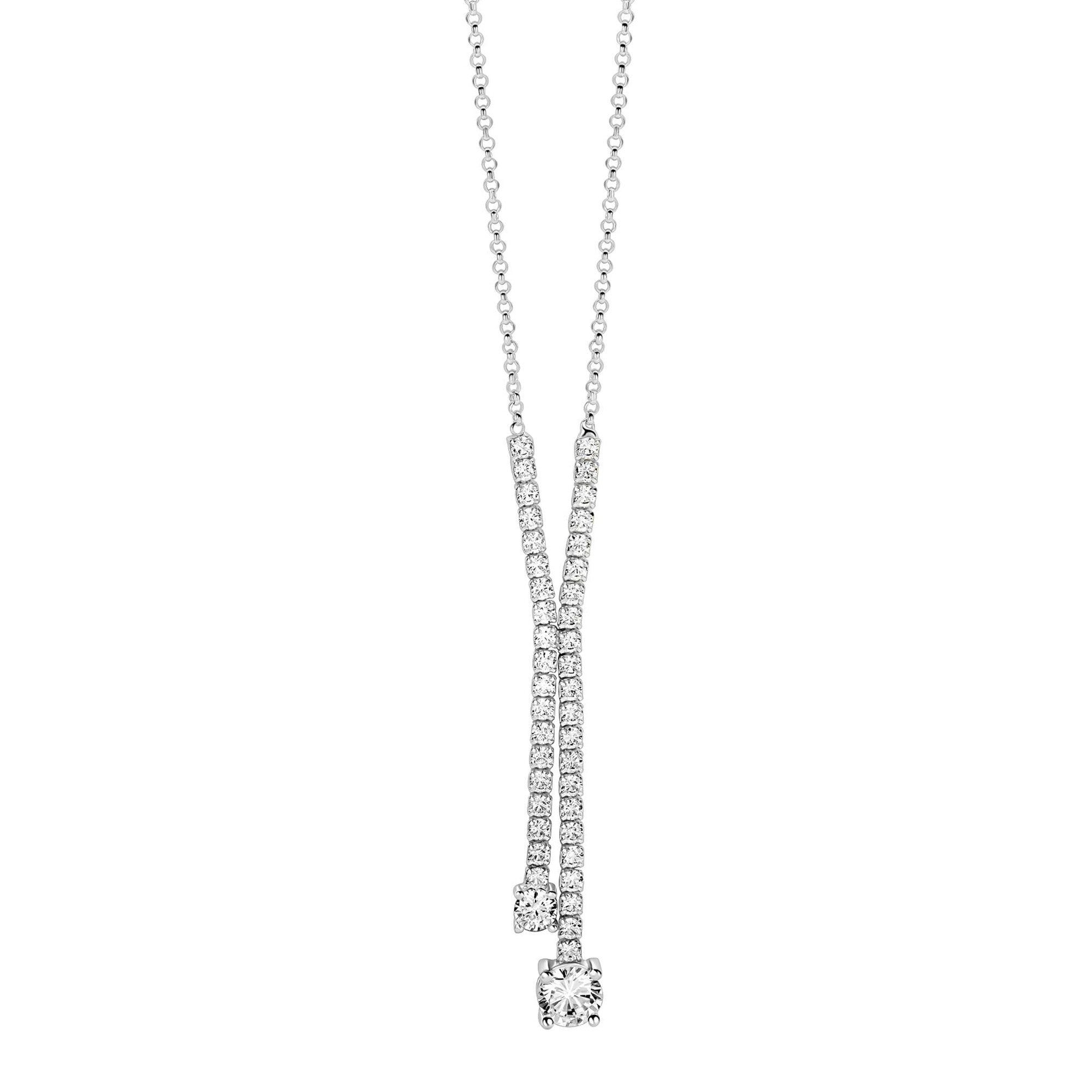 ZINZI Zilveren Y-collier met Witte Zirkonia ZIC2894