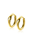 Zinzi 15mm gold plated zilveren oorringen organisch gevormd, bezet met witte zirkonia en met luxe klapsluiting ZIO2628 - PansiteNederland.nl