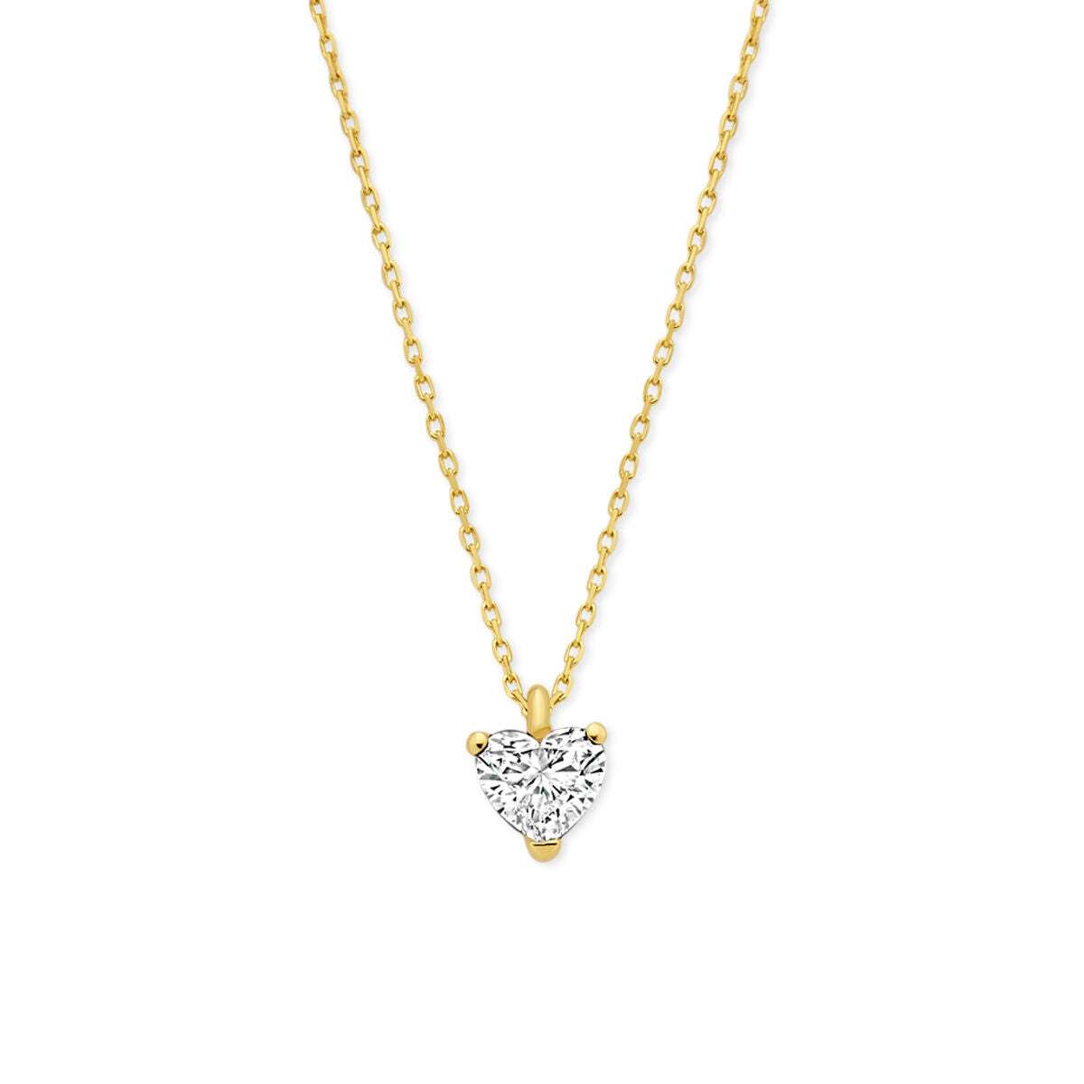Collier hartje lab grown diamant 1.00ct f vs 41 - 43 - 45 cm 14K geelgoud