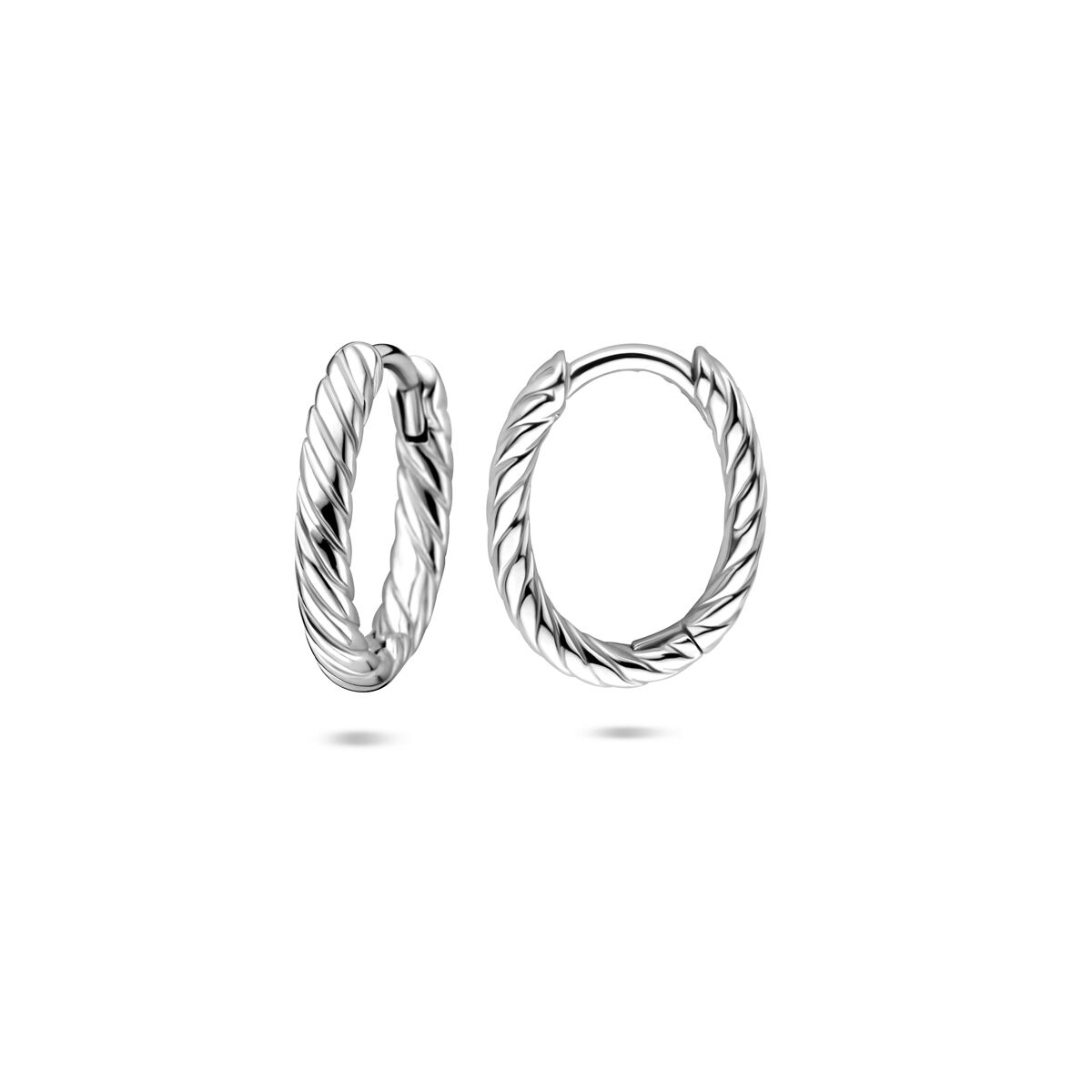 Fantasy Collection Oorbellen gedraaid 14 mm zilver