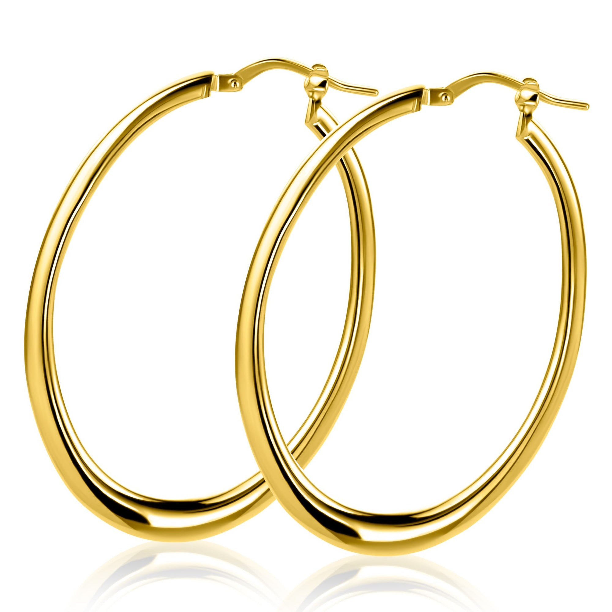 ZINZI gold plated zilveren oorringen met organisch gevormde buis 2mm breed en handige bovensluiting 48mm ZIO2701G - PansiteNederland.nl