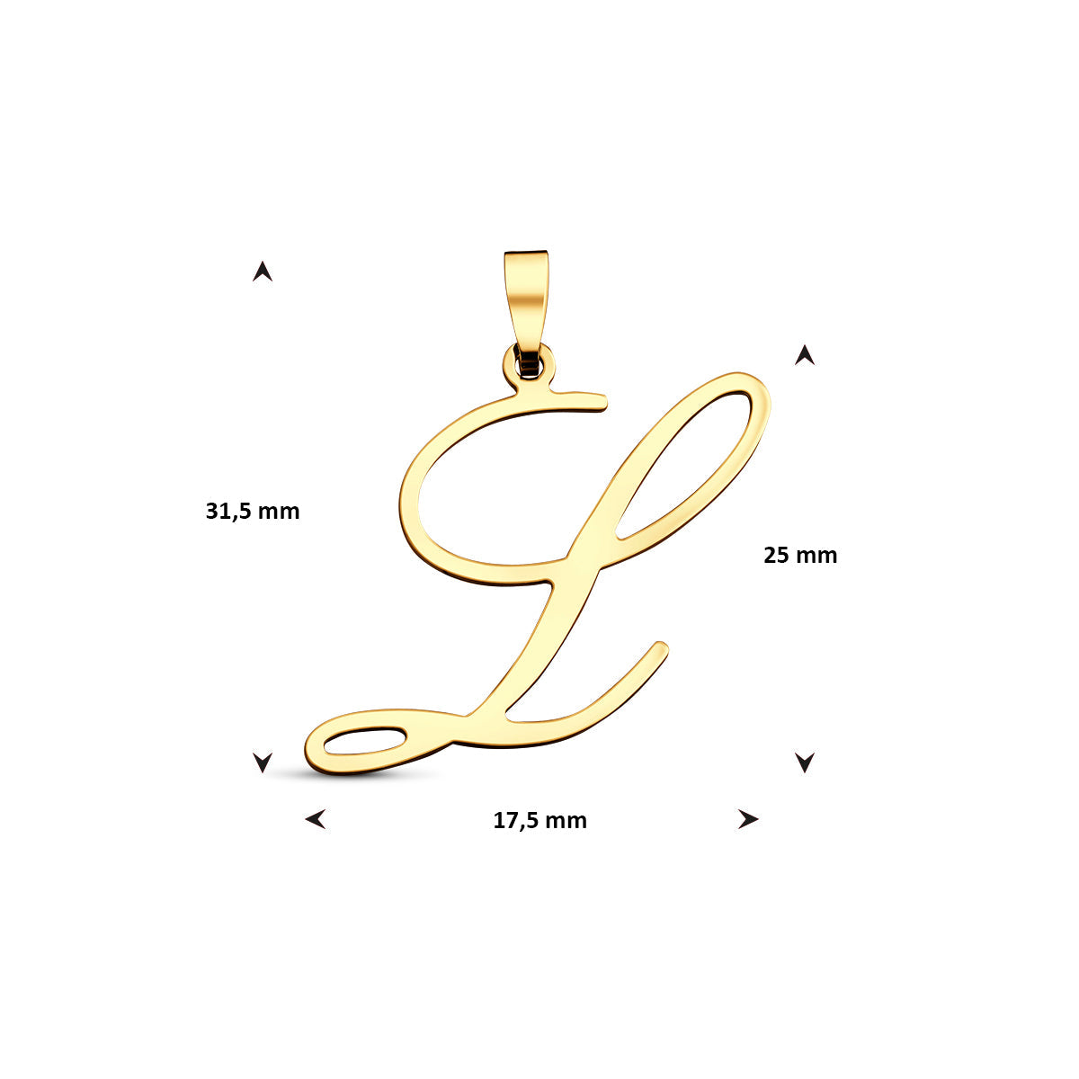 Hanger sierletter L 25 mm 14K geelgoud #Letter_L