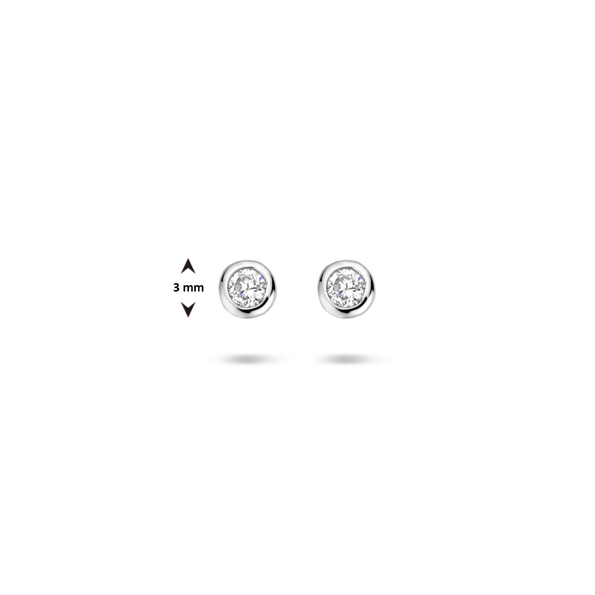 Oorknoppen zirkonia zetkast zilver gerhodineerd 2,5 mm #Diameter steen (mm)_2.5