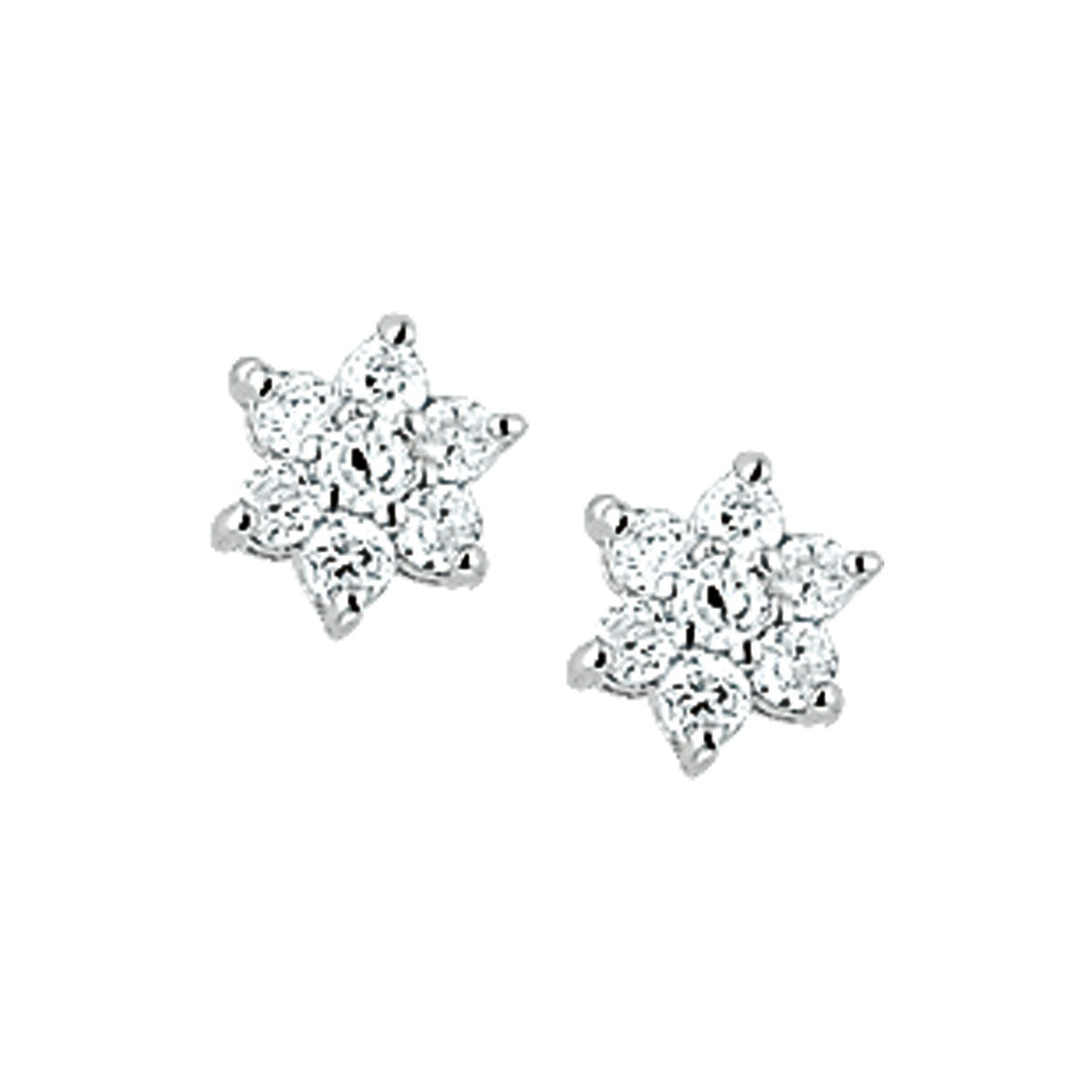 Fantasy Collection Oorbellen ster zirkonia halo 6 mm zilver