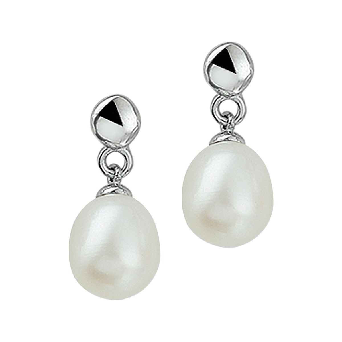 Fantasy Collection Hangende oorbellen parel 16 mm zilver