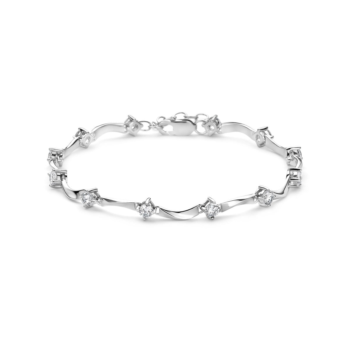 Zilver Gerhodineerd Armband Zirkonia 5,0 Mm 18,5 Cm 1301394 - PansiteNederland.nl