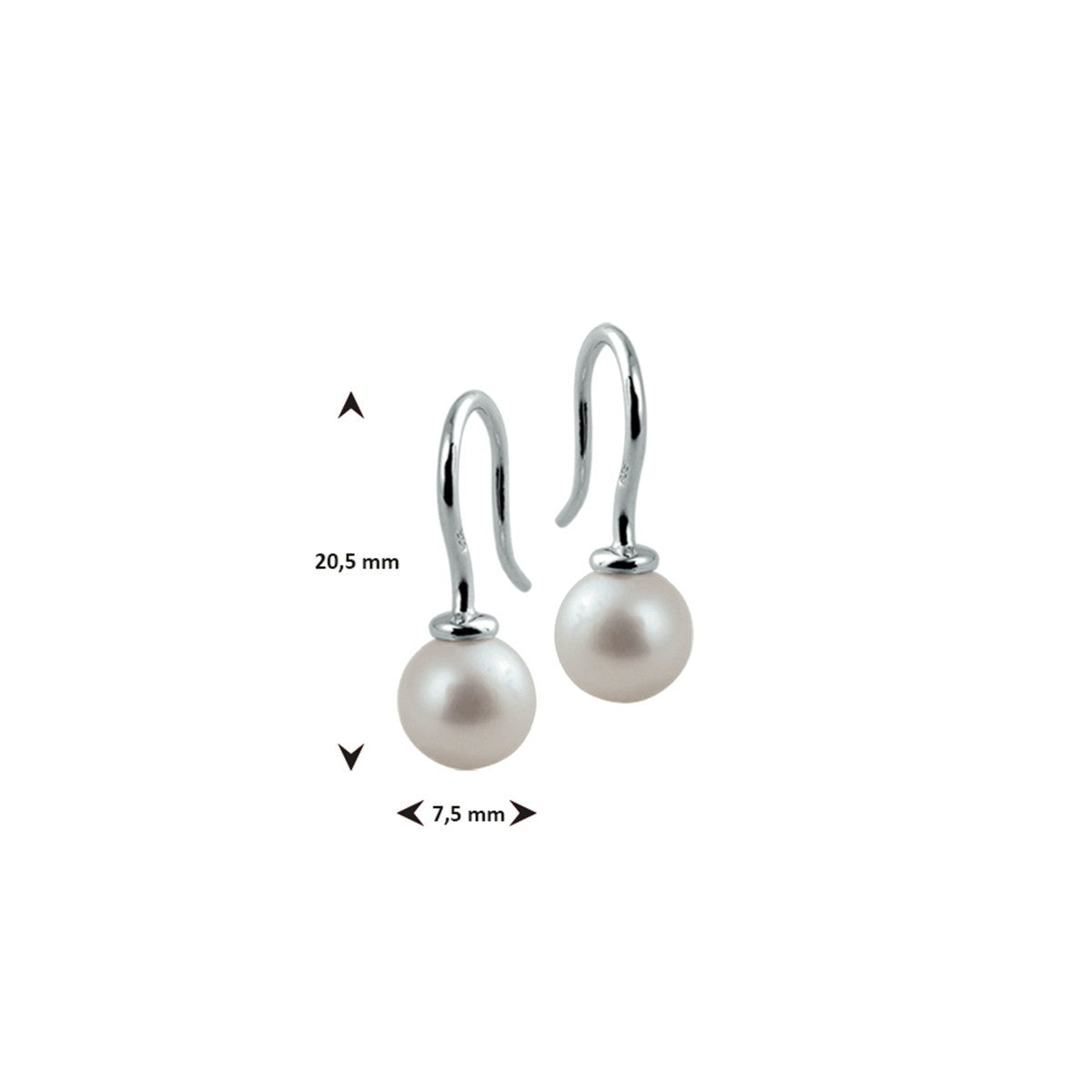 Fantasy Collection Hangende oorbellen franse haak parel zilver - PSN1301783