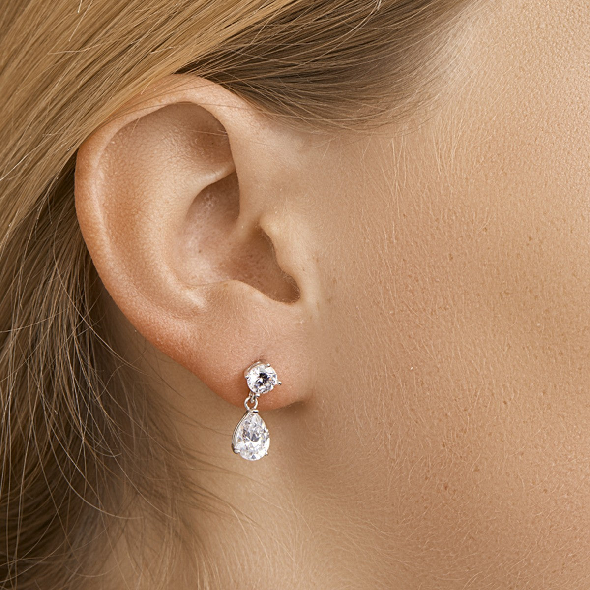 Fantasy Collection Hangende oorbellen zirkonia 18,5 mm zilver