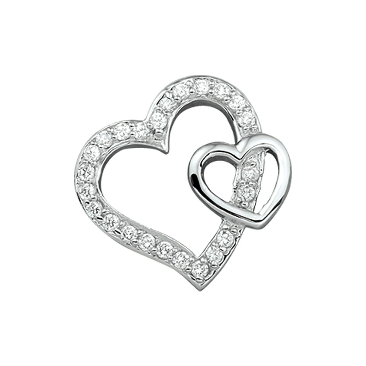 Fantasy Collection Hanger hartjes zirkonia 18 mm zilver
