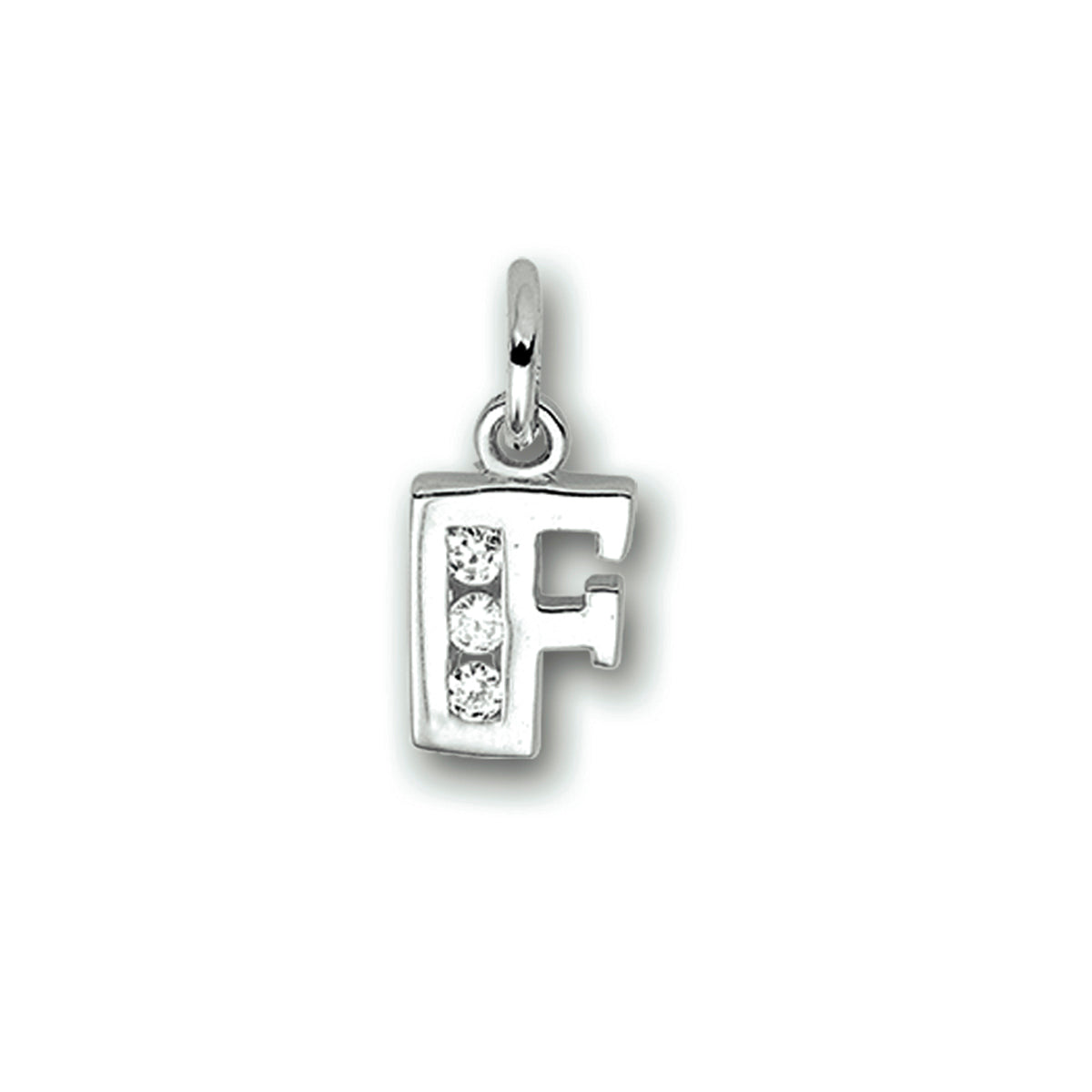 Hanger letter F zirkonia 11 mm zilver #Letter_F